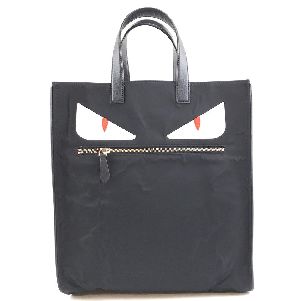 Fendi Bag Monster Eyes Navy Nylon and Leather Tote