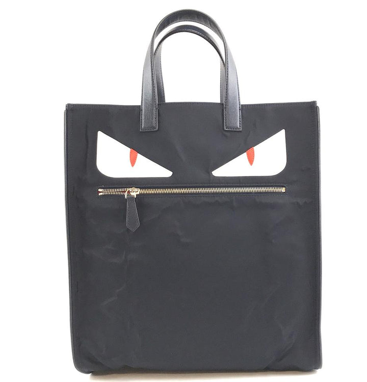 Fendi Bag Monster Eyes Navy Nylon and Leather Tote