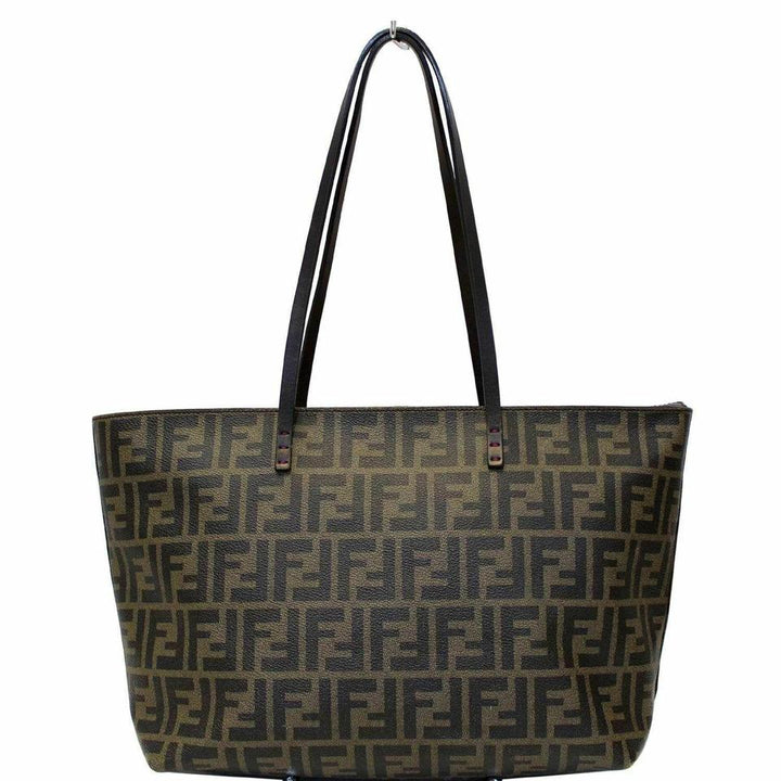 Fendi Bag Small Roll Brown Zucca Print Canvas Tote