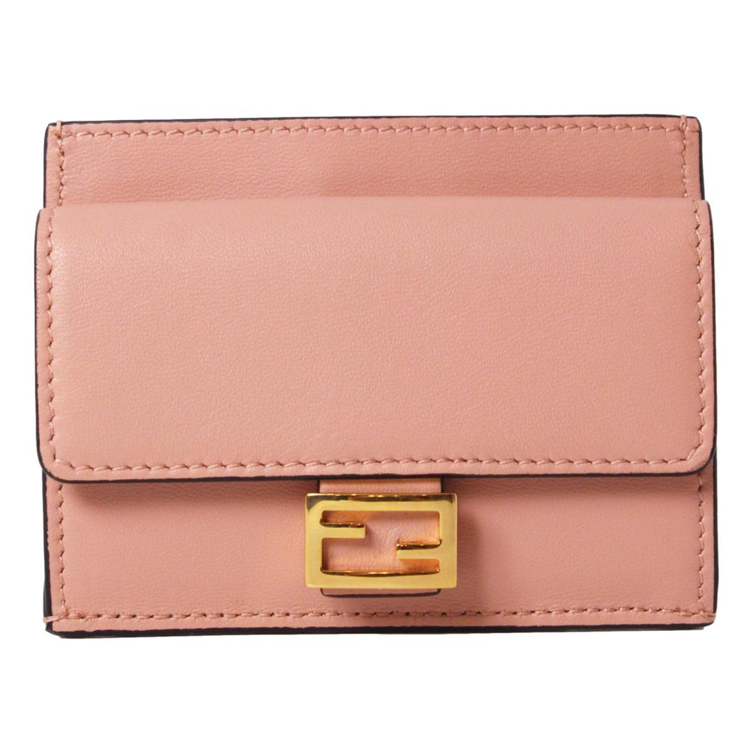 Fendi Baguette Rosa Bourbon Leather Card Holder Wallet 8M0423