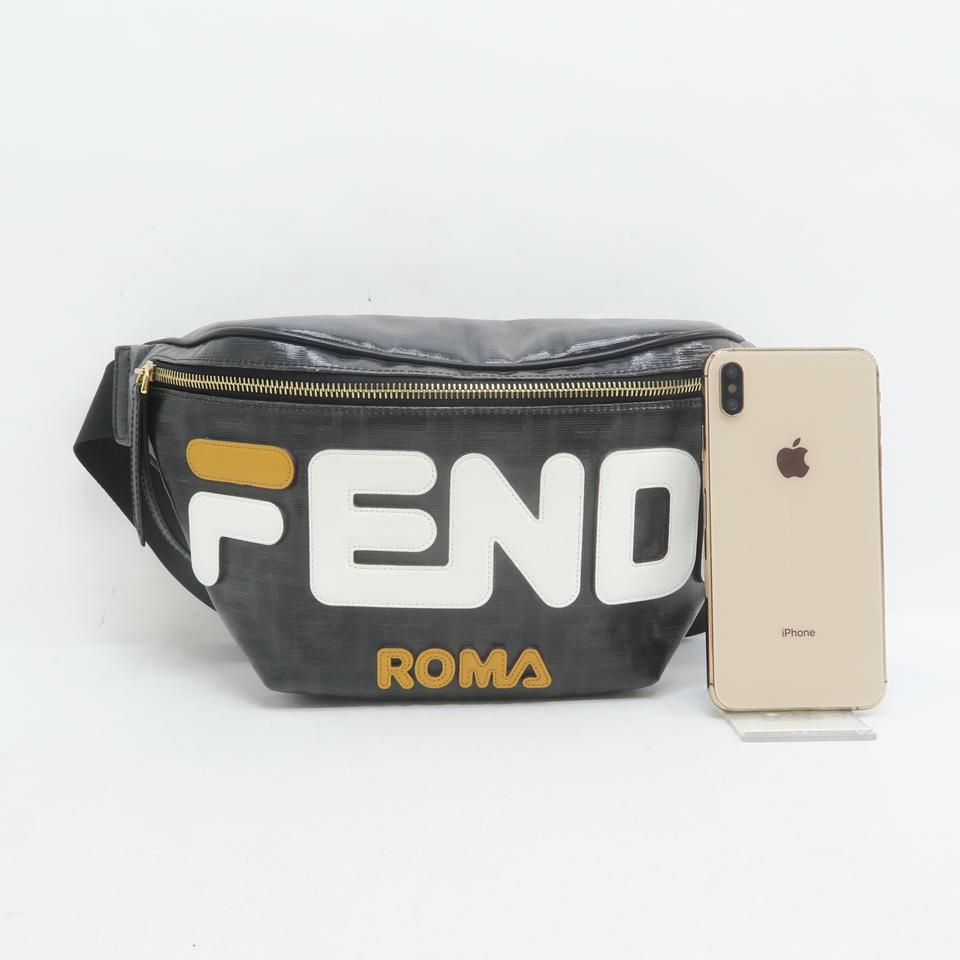 Fendi Belt Ff Embossed Black Canvas Cross Body Bag