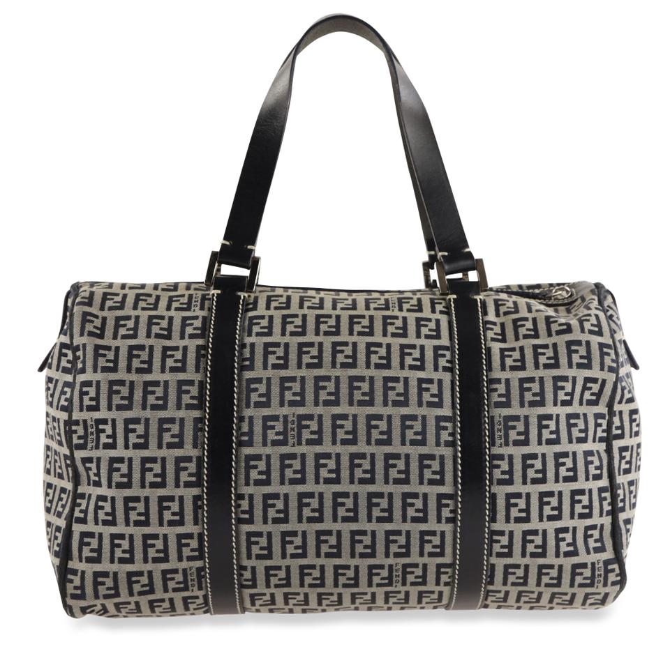Fendi Boston Zucca Blue Canvas Satchel