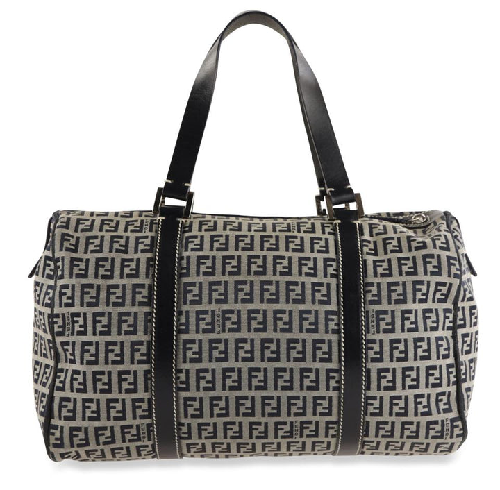 Fendi Boston Zucca Blue Canvas Satchel