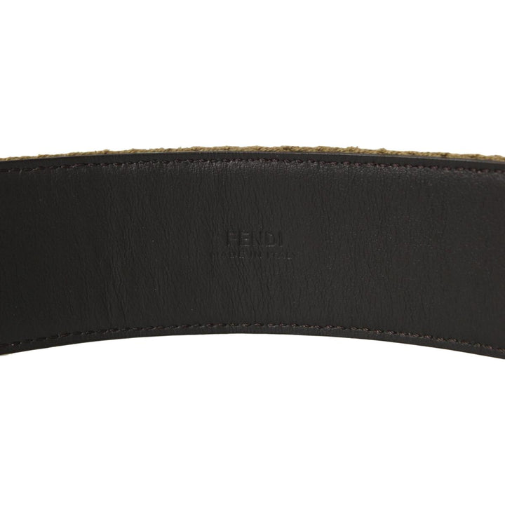 Fendi Brown Fabric Logo Silver Hardware Belt Size 90/36 7C0367