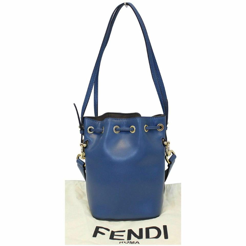 Fendi Bucket Mon Tresor Blue Leather Cross Body Bag