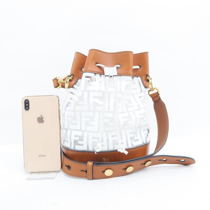 Fendi Bucket Mon Tresor Brown&white Pvc Shoulder Bag