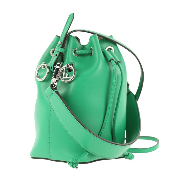 Fendi Bucket Mon Tresor Mini Green Leather Satchel