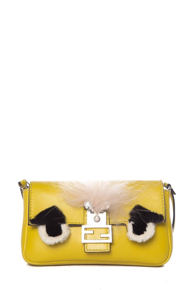 Fendi Bug Chartreuse Leather Cross Body Bag
