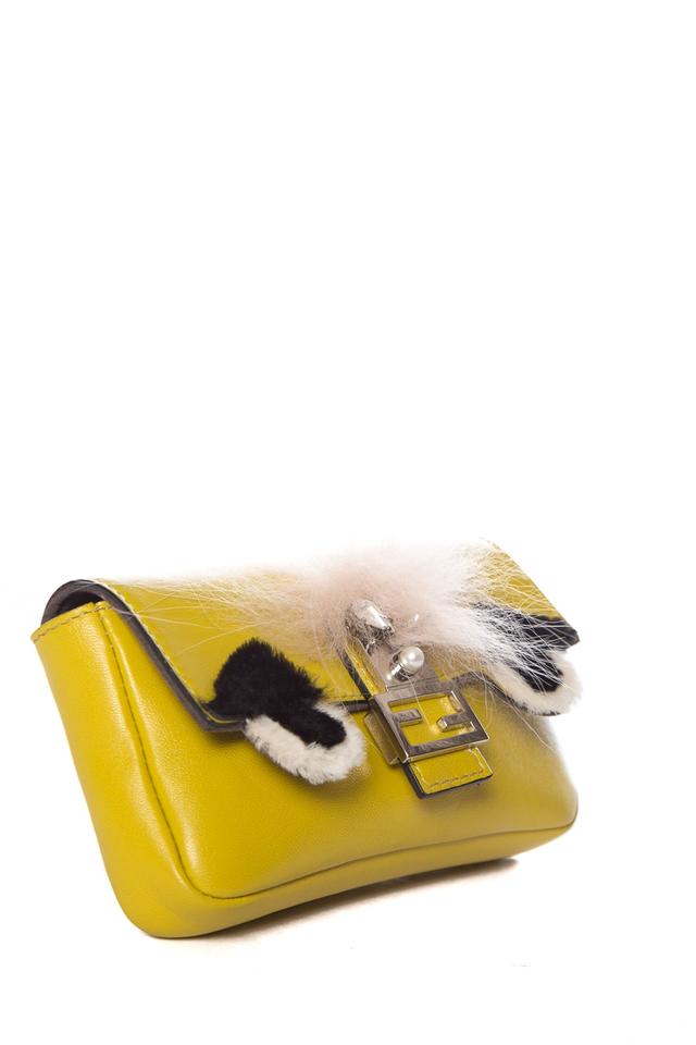 Fendi Bug Chartreuse Leather Cross Body Bag