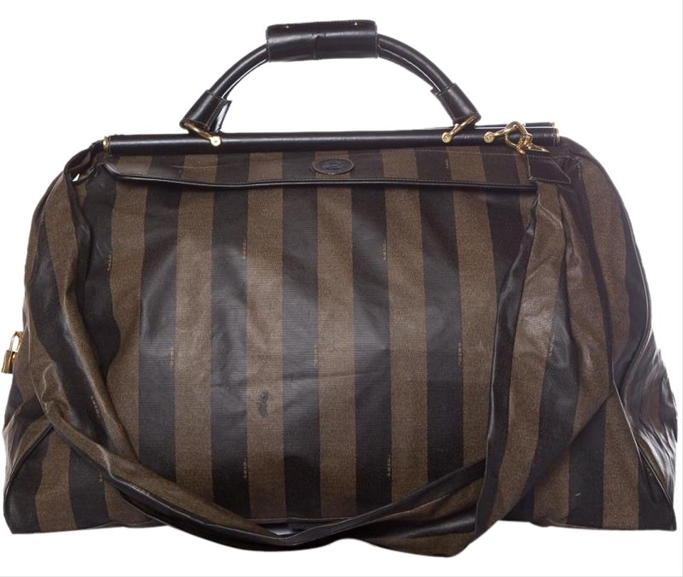 Fendi Duffle Stripe Pequin Brown & Black Weekend/Travel Bag