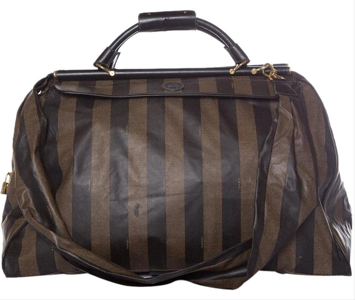 Fendi Duffle Stripe Pequin Brown & Black Weekend/Travel Bag