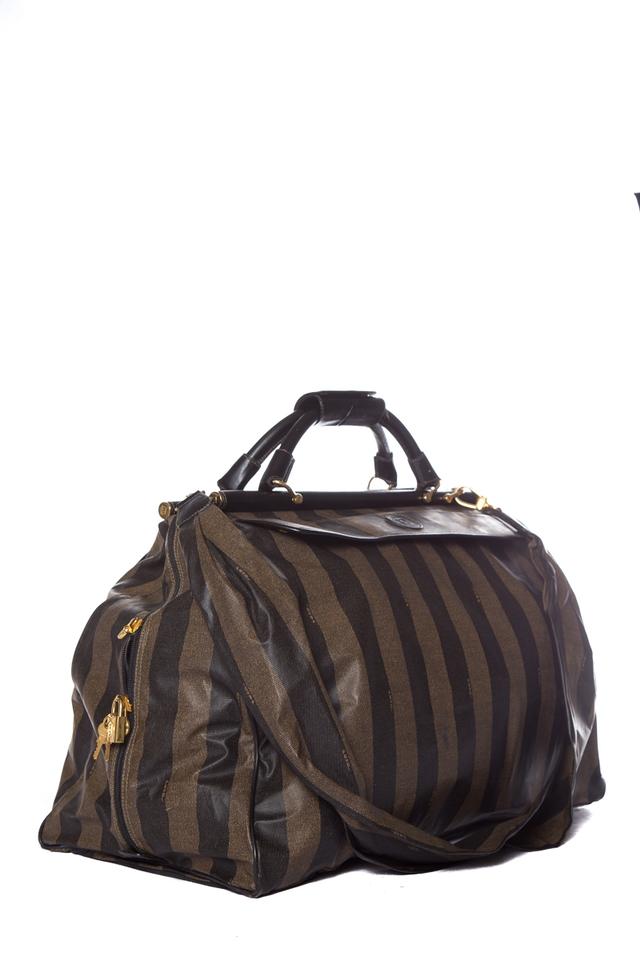 Fendi Duffle Stripe Pequin Brown & Black Weekend/Travel Bag