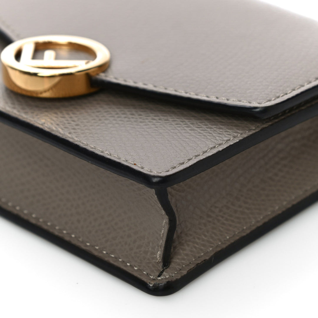 Fendi F is Fendi Tortora Grey Leather Mini Chain Wallet Bag 8M0408