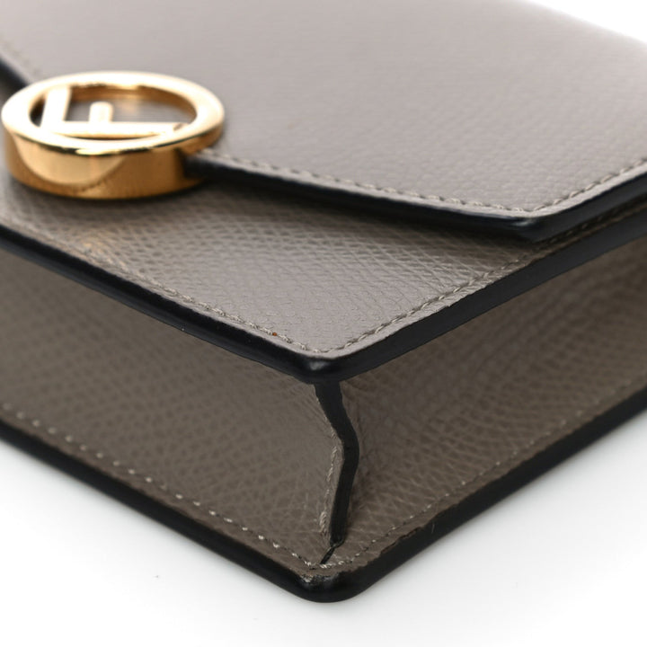 Fendi F is Fendi Tortora Grey Leather Mini Chain Wallet Bag 8M0408