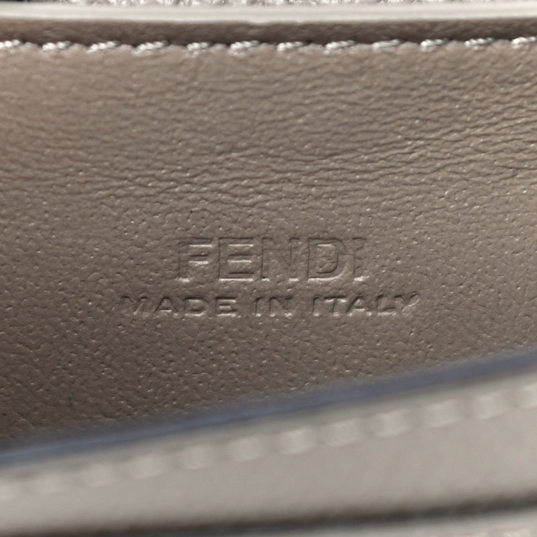 Fendi F is Fendi Tortora Grey Leather Mini Chain Wallet Bag 8M0408