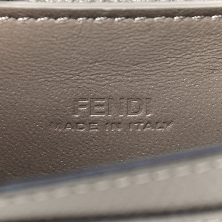 Fendi F is Fendi Tortora Grey Leather Mini Chain Wallet Bag 8M0408