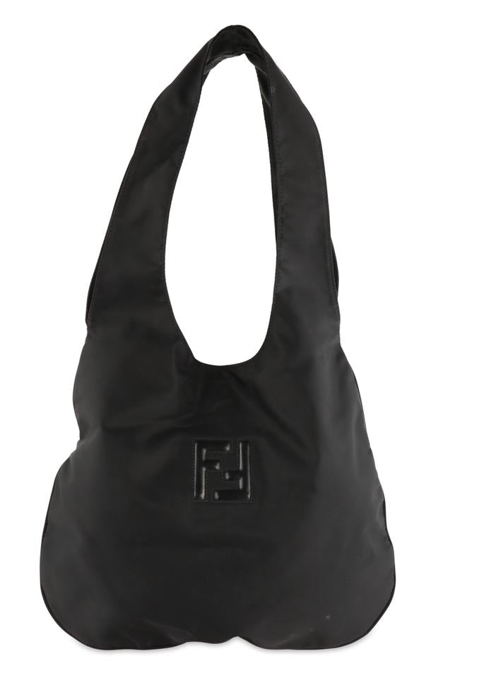 Fendi Ff Black Nylon Hobo Bag