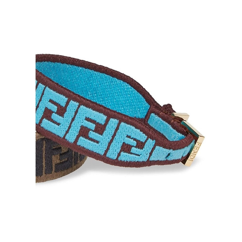 Fendi FF Embroidered Brown Cyber Blue Kit Bracelet 8AH256