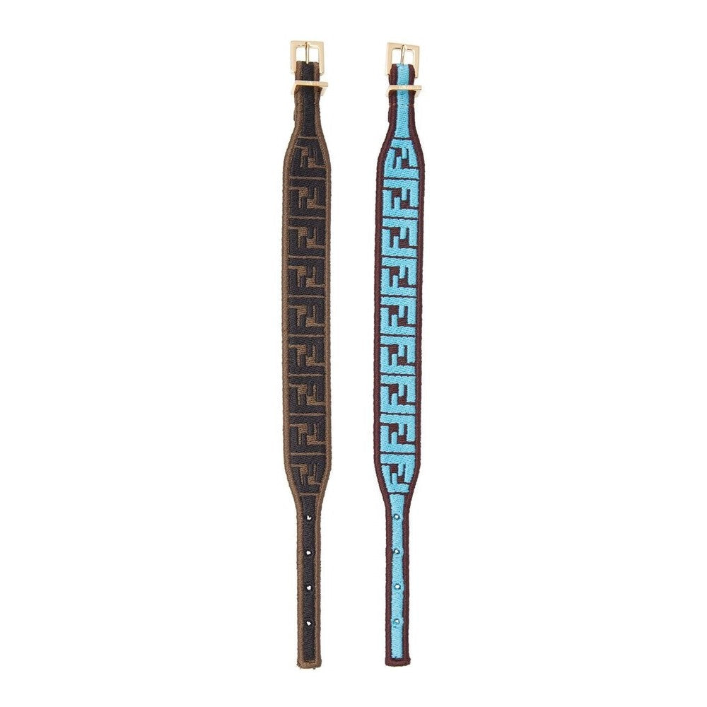 Fendi FF Embroidered Brown Cyber Blue Kit Bracelet 8AH256