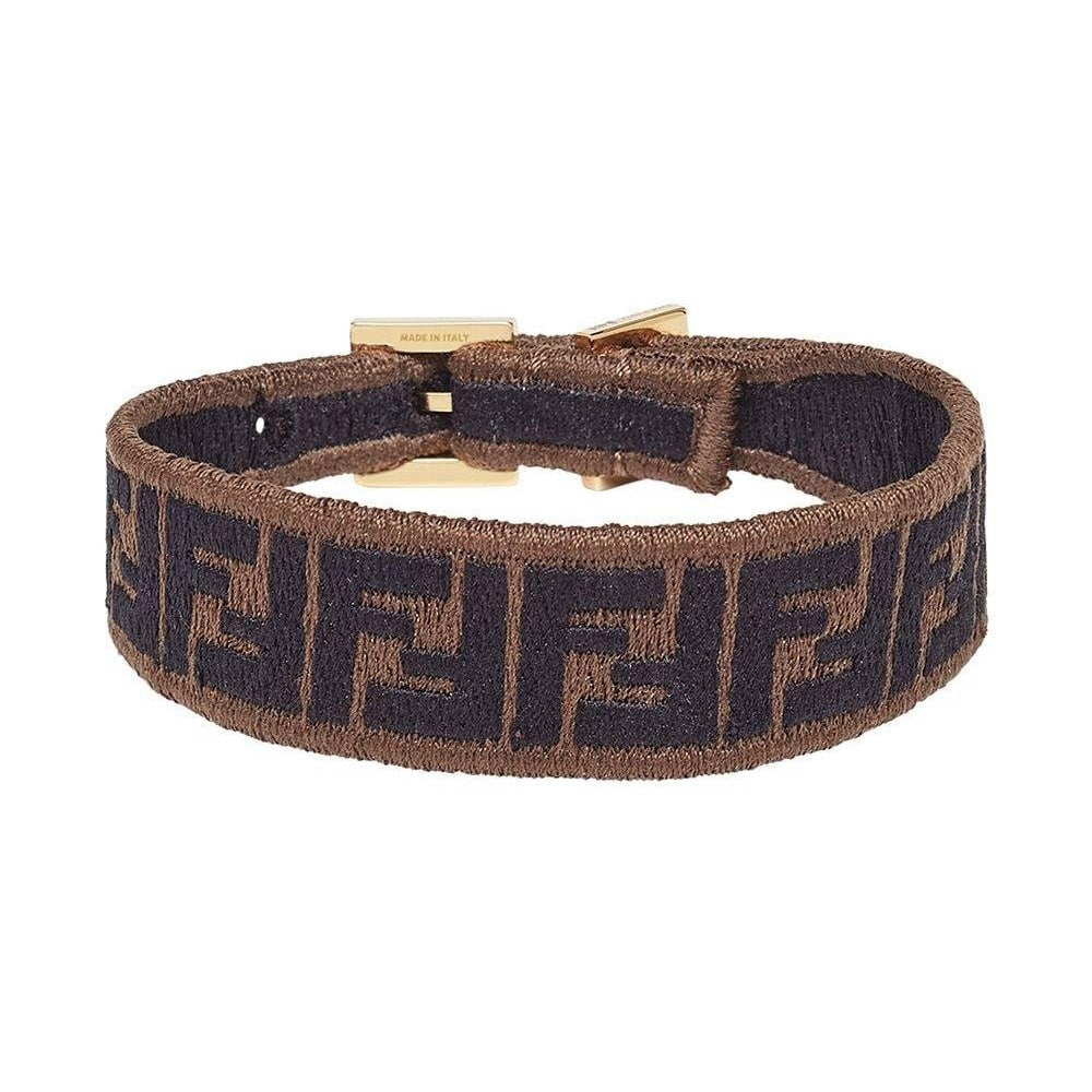 Fendi FF Embroidered Brown Lavender Kit Bracelet 8AH256