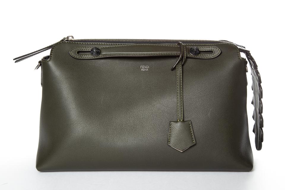 Fendi Forest The Way Croc Tail Green Leather Satchel