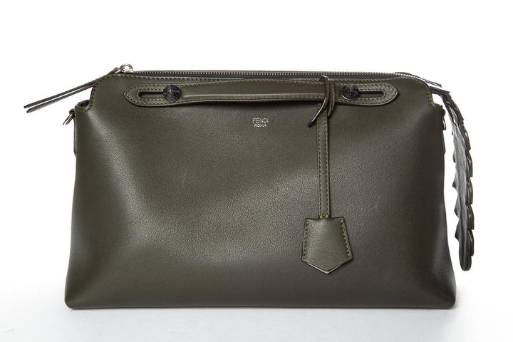 Fendi Forest The Way Croc Tail Green Leather Satchel