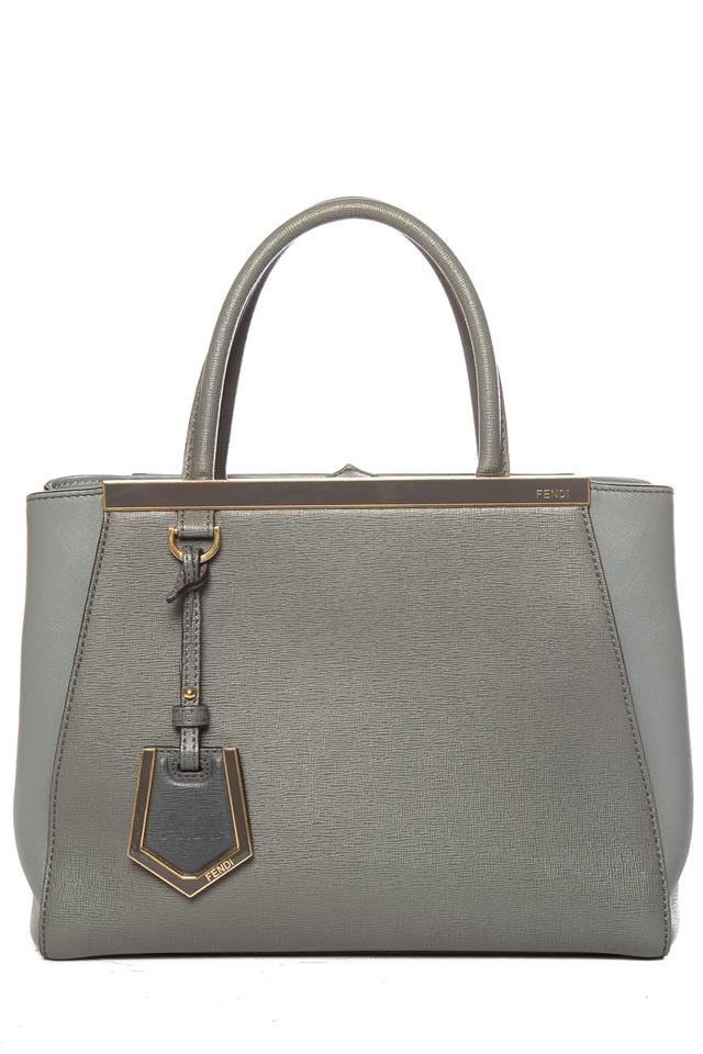 Fendi Grained Petit 2jours Handle Grey Leather Shoulder Bag