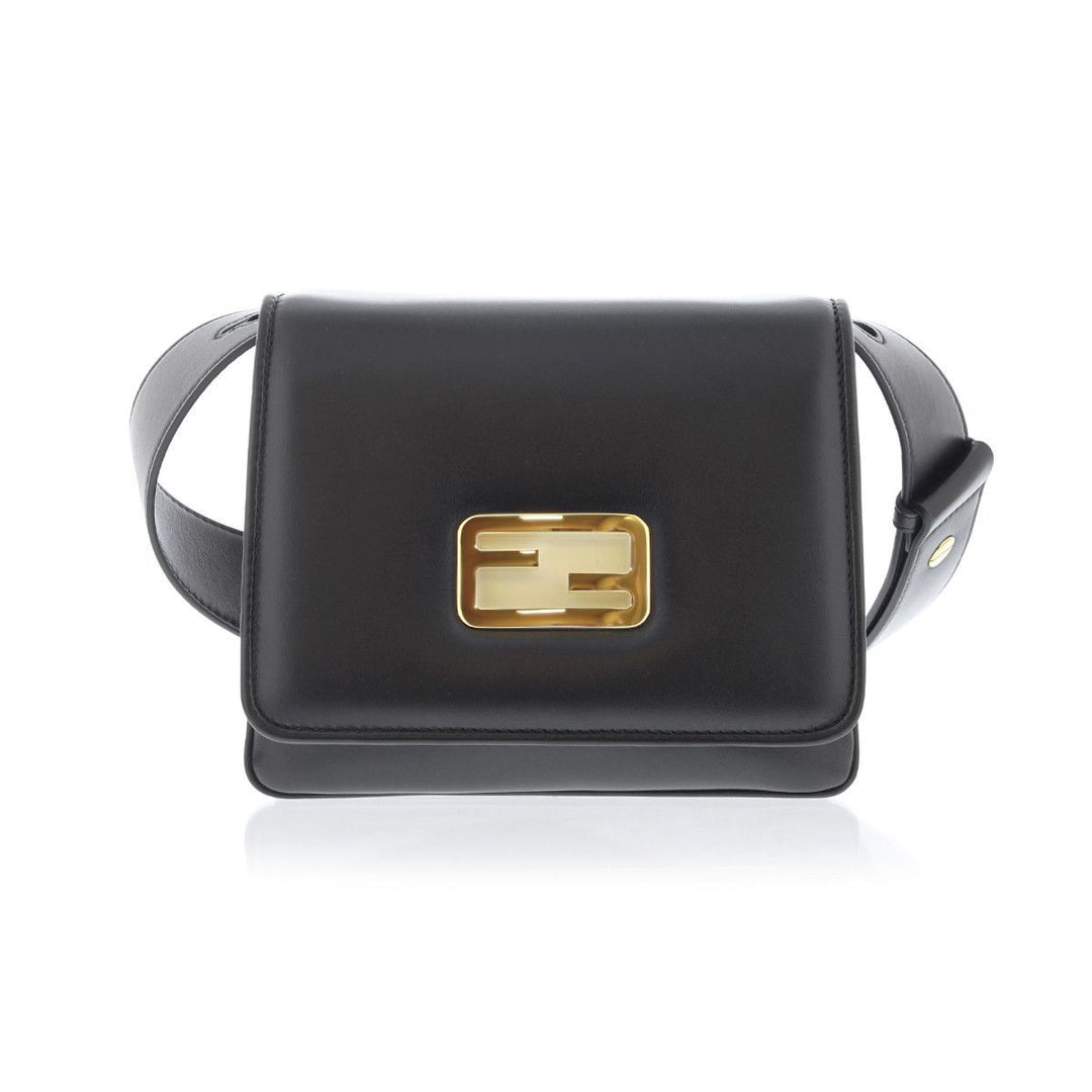 Fendi Id Flap Tricolor Black Leather Small Shoulder Bag 8BT328