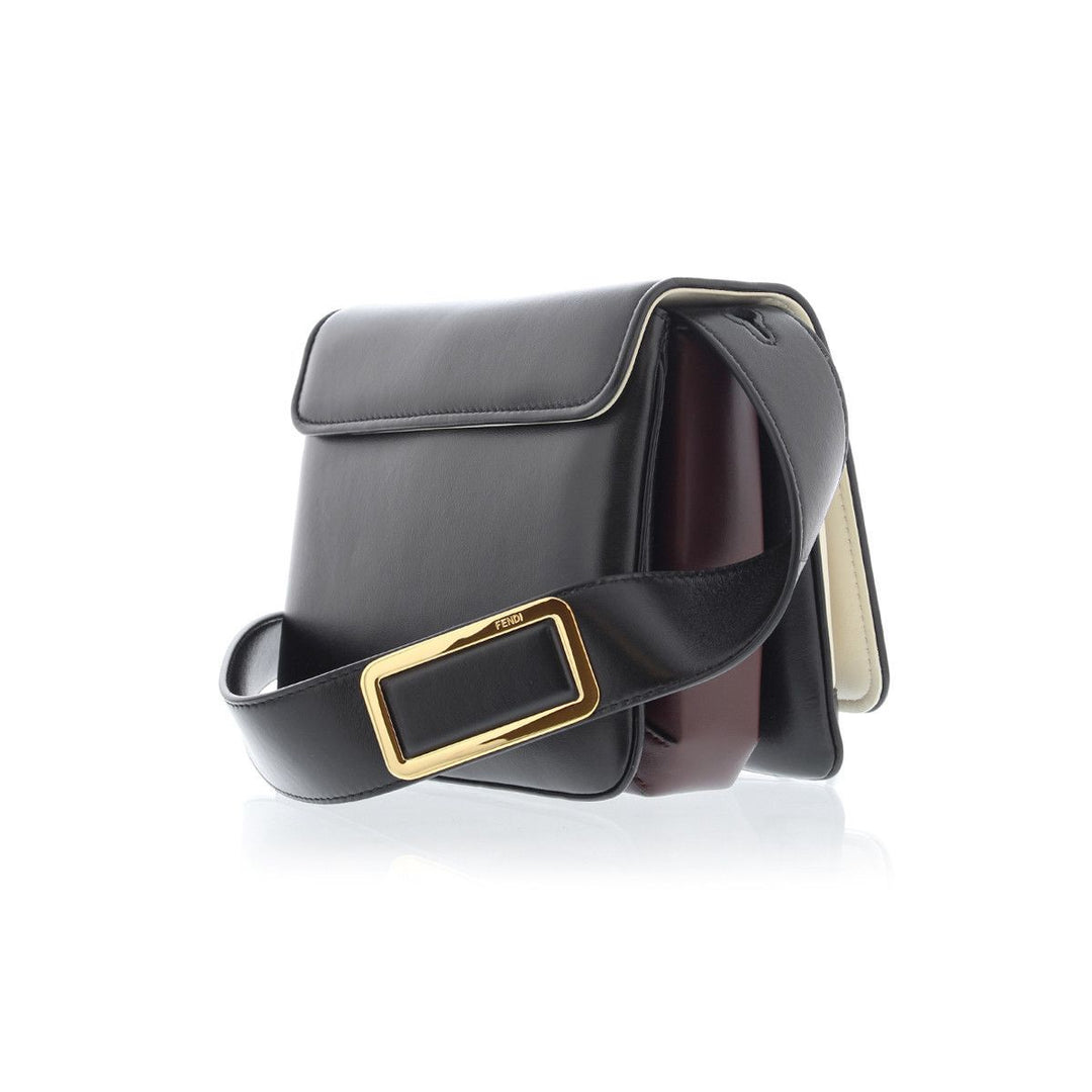Fendi Id Flap Tricolor Black Leather Small Shoulder Bag 8BT328