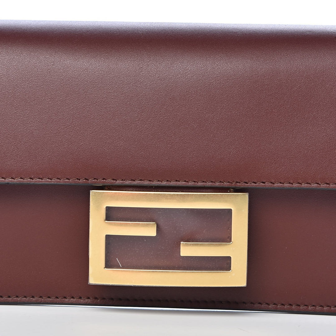 Fendi Baguette Brown Calfskin Leather Flat Mini Shoulder Bag 8BS039