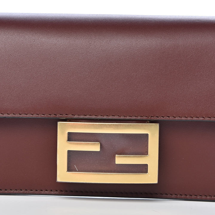 Fendi Baguette Brown Calfskin Leather Flat Mini Shoulder Bag 8BS039
