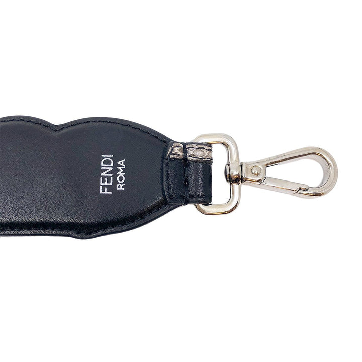 Fendi Mini Strap You Open Your Heart Cursive Black Leather 8AV105