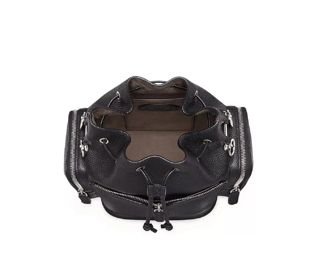 Fendi Mon Tresor Black Selleria Calfskin Leather Bucket Bag 8BT301