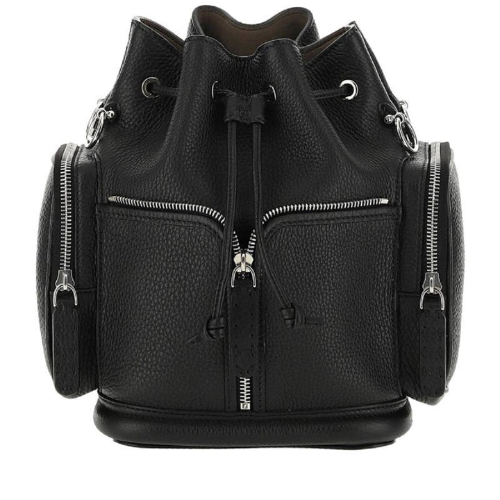 Fendi Mon Tresor Black Selleria Calfskin Leather Bucket Bag 8BT301