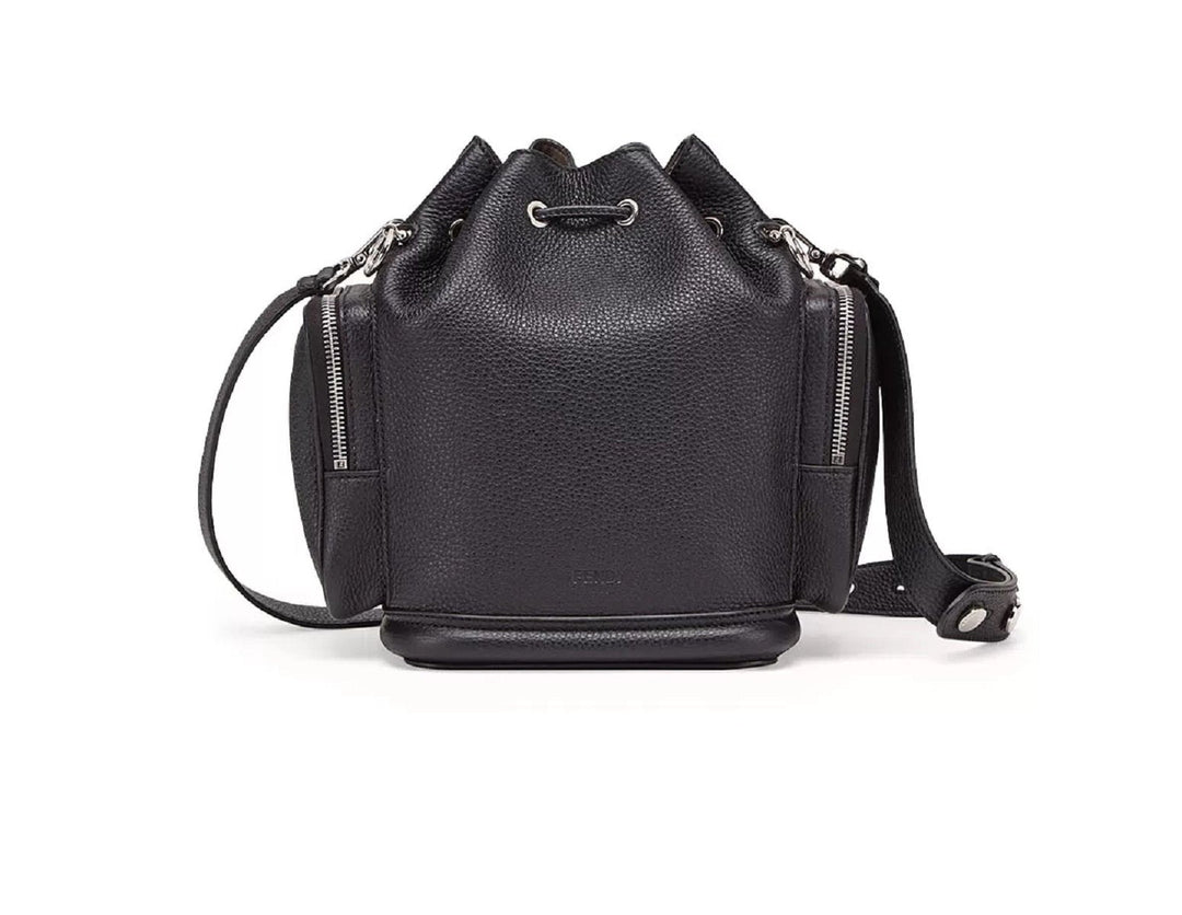 Fendi Mon Tresor Black Selleria Calfskin Leather Bucket Bag 8BT301