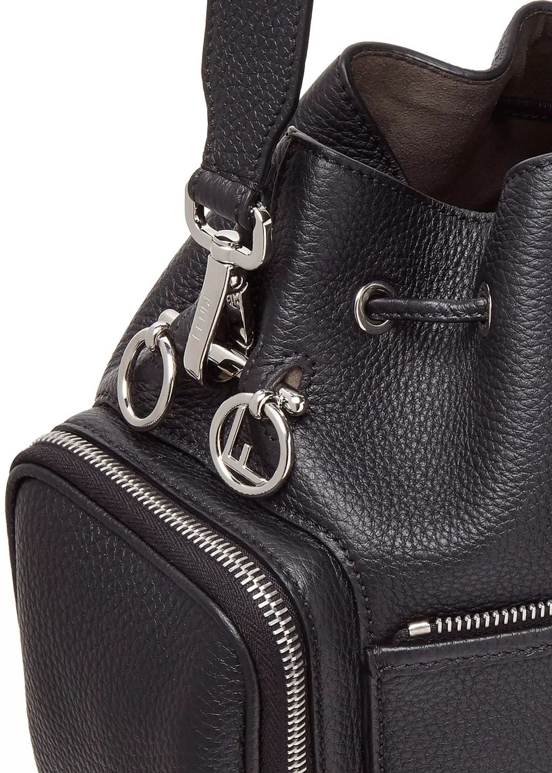 Fendi Mon Tresor Black Selleria Calfskin Leather Bucket Bag 8BT301