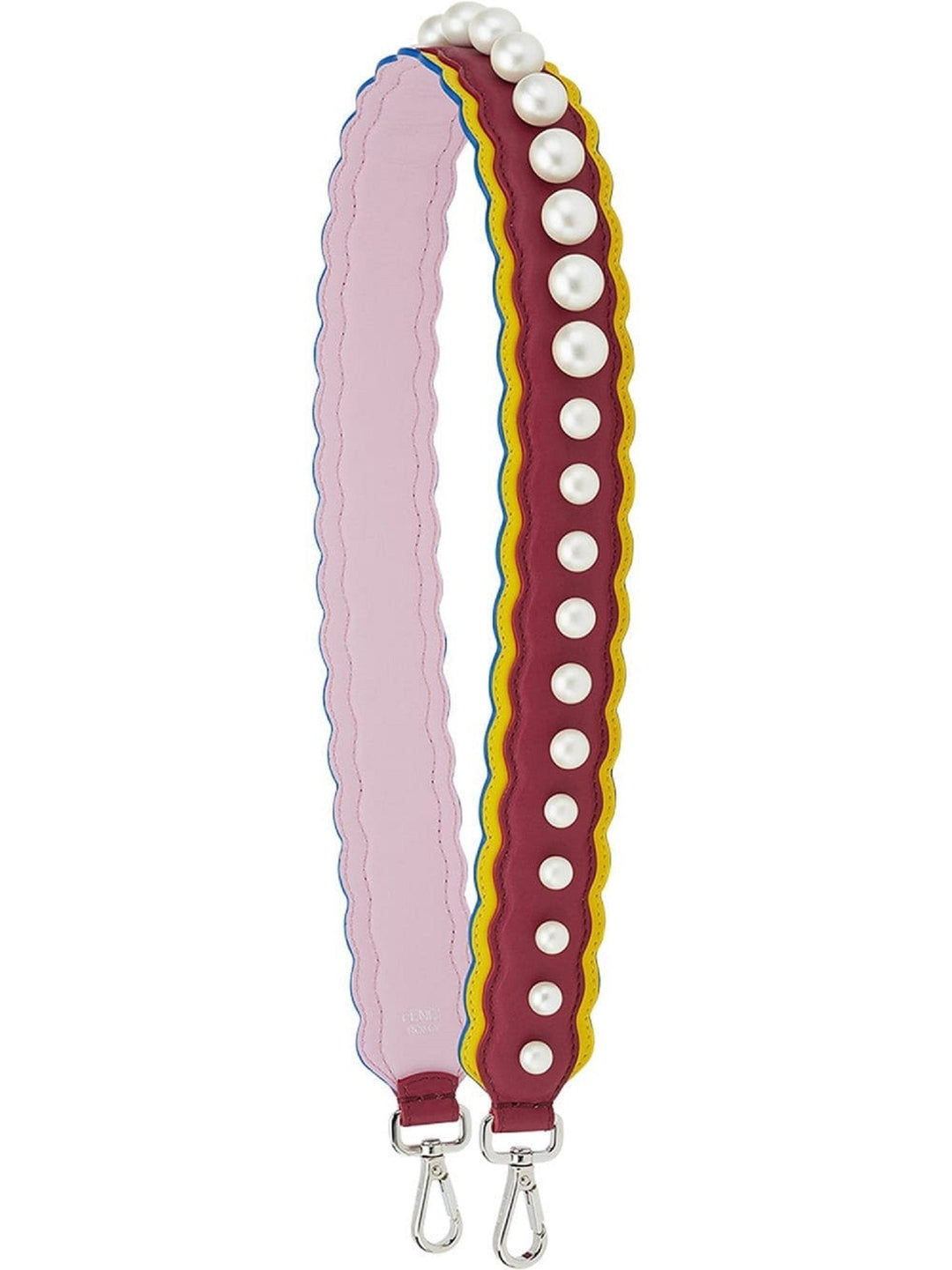 Fendi Strap You Pearl Embellished Black Cherry Lemon Shoulder Strap 8AV077