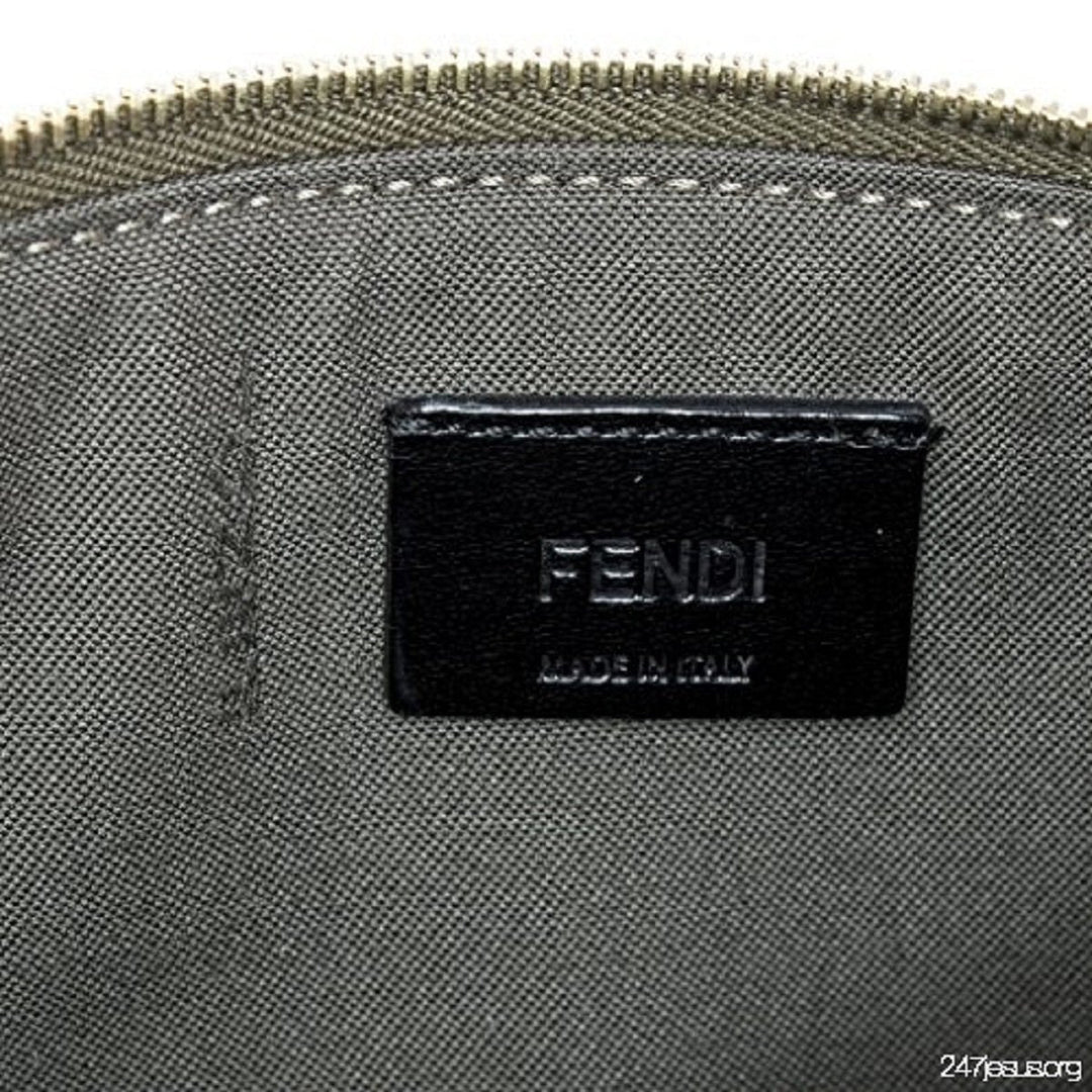 Fendi Rainbow Asphalt Gray Calf Leather Studs Wristlet Wallet 8M0341