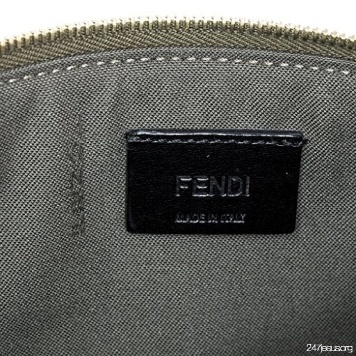 Fendi Rainbow Asphalt Gray Calf Leather Studs Wristlet Wallet 8M0341