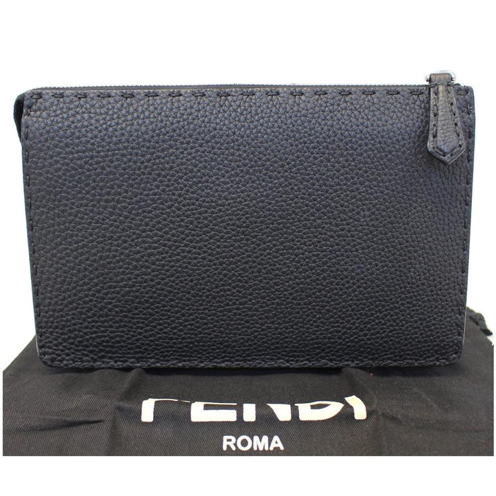 Fendi Roman Bugs Eyes Black Calfskin Leather Clutch