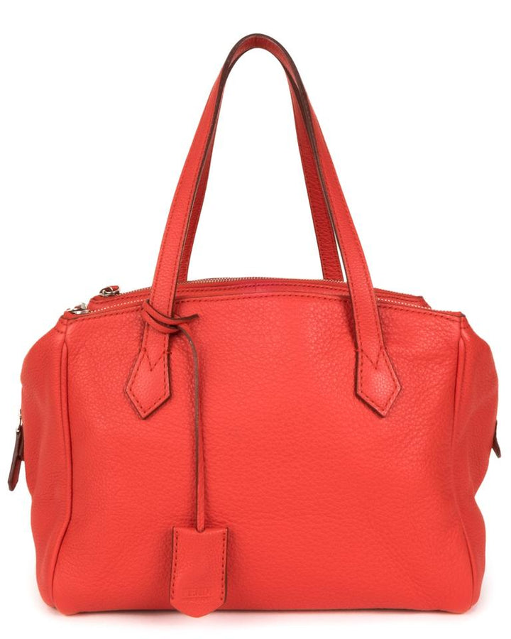 Fendi 'selleria' Red Leather Shoulder Bag