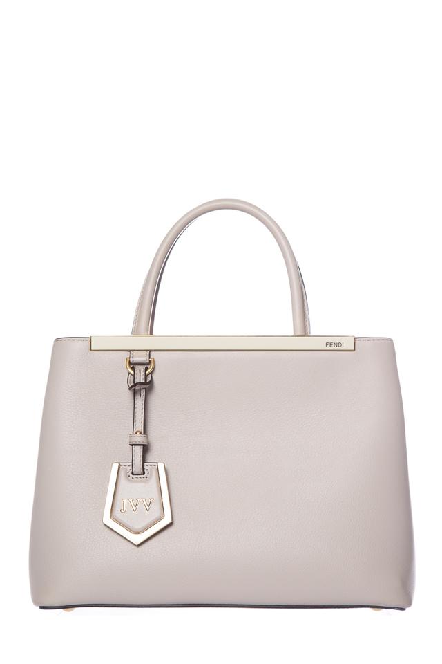 Fendi Small 2jours Textured Gray Leather Satchel