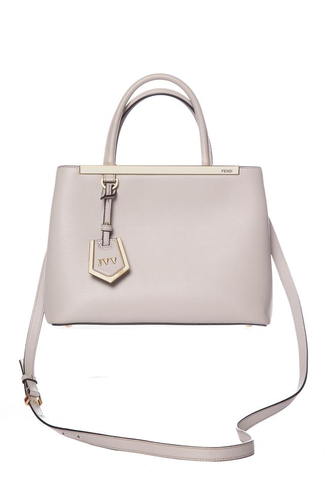 Fendi Small 2jours Textured Gray Leather Satchel