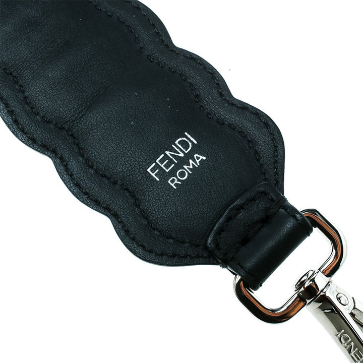 Fendi Strap You Black Pearl Leather Snakeskin Trim Sequin Shoulder Strap 8AV077
