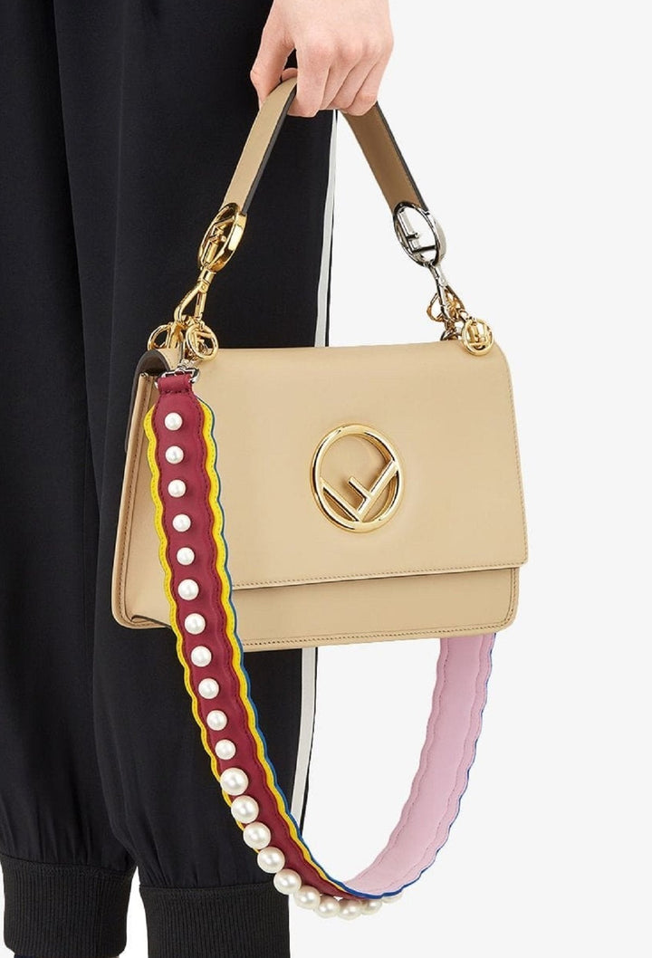 Fendi Strap You Pearl Embellished Black Cherry Lemon Shoulder Strap 8AV077