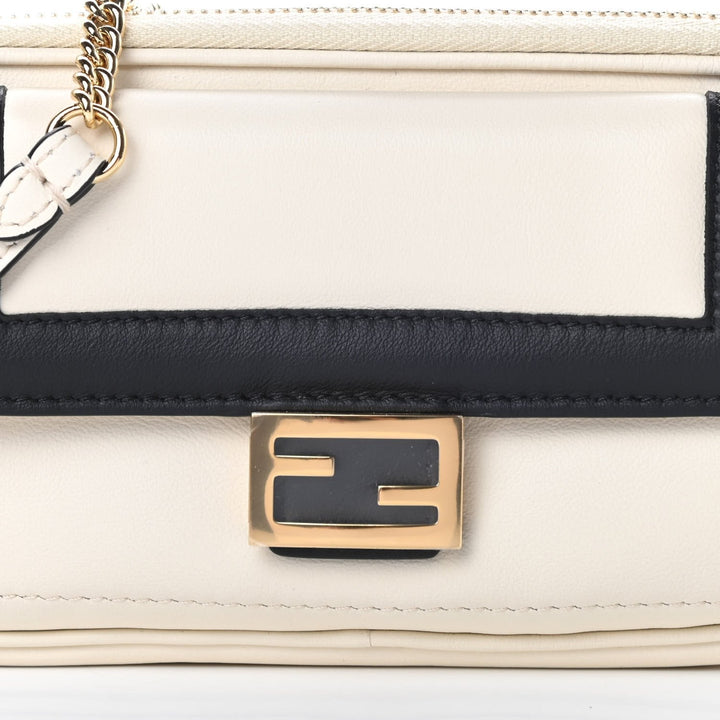 Fendi Vitello Grace Matte Bicolor Easy Baguette Black White 8BS044