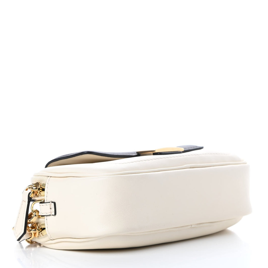 Fendi Vitello Grace Matte Bicolor Easy Baguette Black White 8BS044