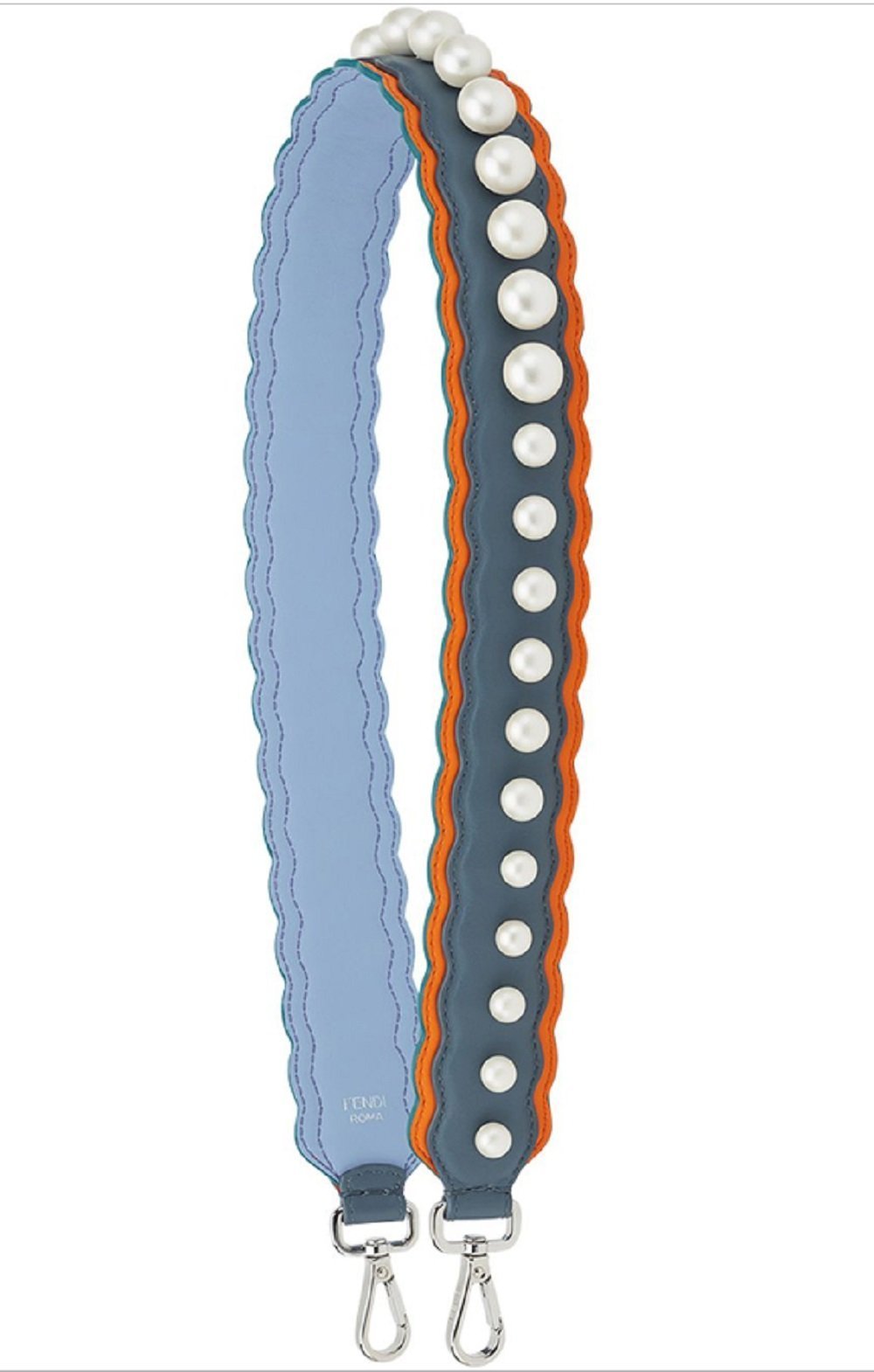 Fendi Strap You Tempesta Papaya Blue Orange Pearl Shoulder Strap 8AV077