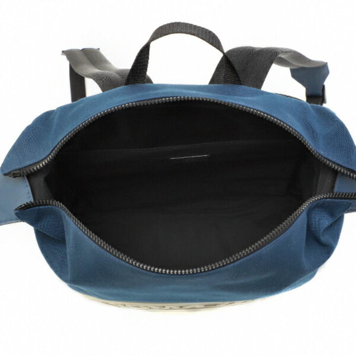 Fendi Zaino Marine Blue Canvas Stamp Logo Backpack 7VZ044