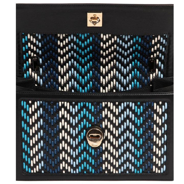 Ferragamo Ginny Multi Blue Plaited Calf Leather Shoulder Handbag G172/01